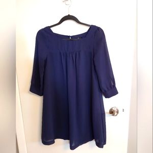 H&M blue 3/4 sleeve mini dress, size 4 US